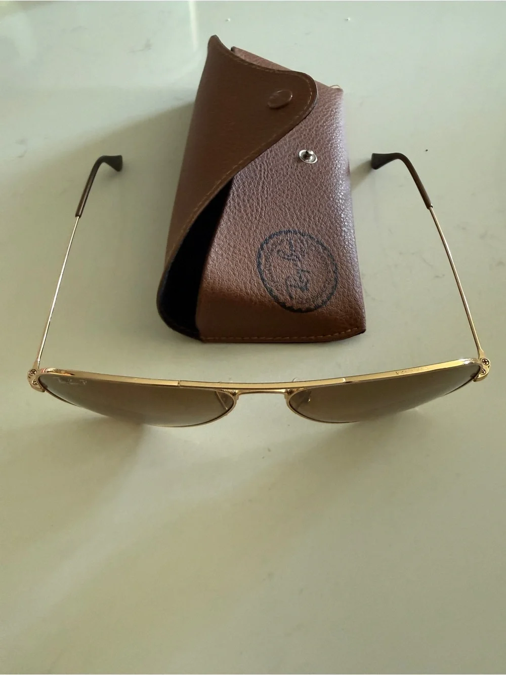 NEW Ray Ban RB3025 Aviator Ray-Gold Frame Aviator Sunglasses with Brown Case